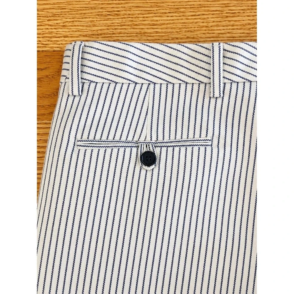 Bonobos Tailored Trousers 29x30 Ivory Navy Stripe Italian Fabric Slim Summer